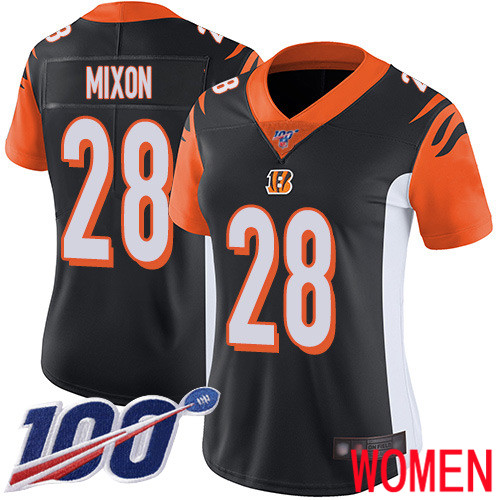 Cincinnati Bengals Limited Black Women Joe Mixon Home Jersey NFL Footballl #28 100th Season Vapor Untouchable
